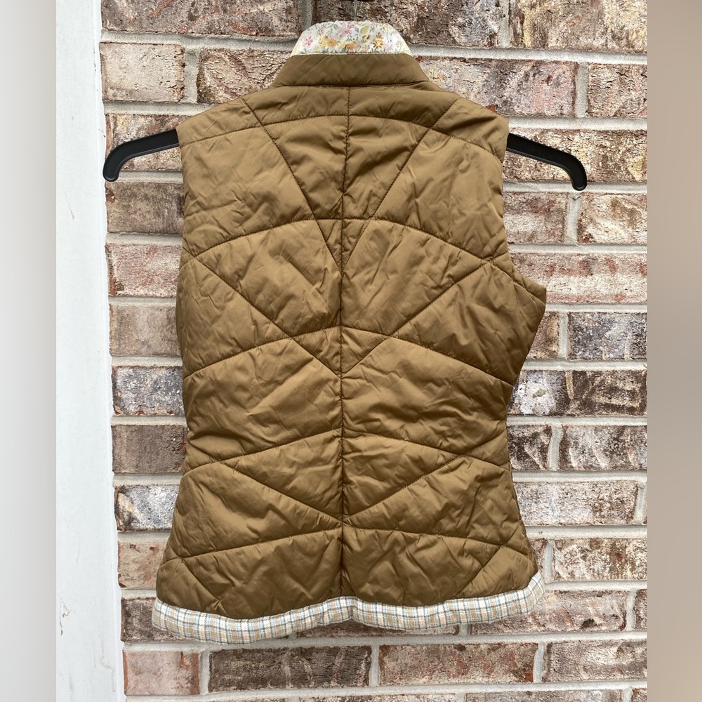 Y2K Wet Seal Brown/Olive Green Mixed Print Trim Puffer Sleeveless Vest XS - Picture 12 of 14